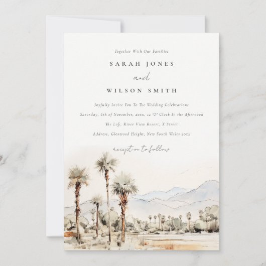 Chic Palm Springs California Landschap Huwelijk Kaart (Voorkant)