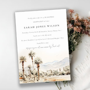 Chic Palm Springs Californië Waterverf Verjaardag Kaart