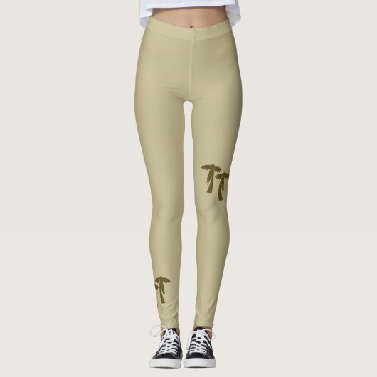 Chic Palm Trees - Bruin Leggings (Voorkant)