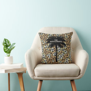 Chic palmbomen op luipaardprint kussen