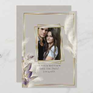 Chic Pampas Grass Foto slaat Datum op Kaart