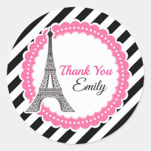 Chic Paris Birthday Baby shower Ronde Sticker