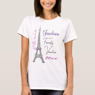 Chic Paris Eiffel Tower Family Vacking T-shirt