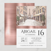 Chic Paris Eiffel Tower Roos Gold Trendy Kaart (Voorkant / Achterkant)