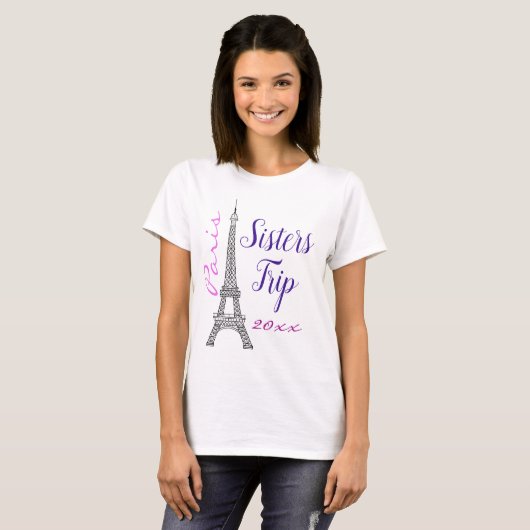Chic Paris Eiffel Tower Sistrip T-shirt (Voorkant volledig)