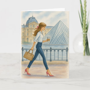 Chic Paris Meisje door The Louvre Kaart