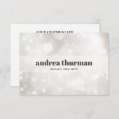 Chic Parties scintillant Argent White Bokeh Carte (Devant / Derrière)