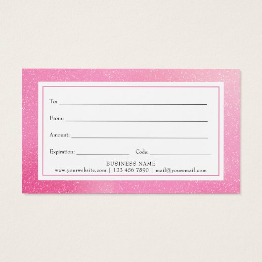 Chic Parties scintillant rose Certificat cadeau (Dos)