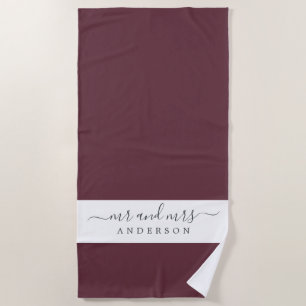 Chic Pas getrouwd de heer mevrouw Burgundy Monogra Strandlaken