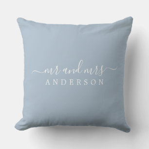 Chic Pas getrouwd de heer Mrs Blue Monogram Kussen