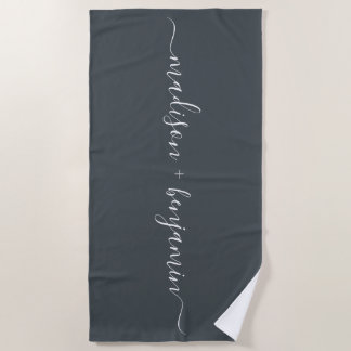 Chic Pas getrouwd Monogram Namen Off-Black Strandlaken