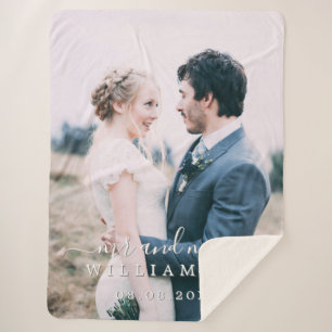 Chic Pas getrouwd Mr Mrs Wedding Photo Sherpa Blan Deken