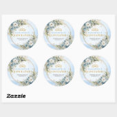 Chic Pastel Blue Gold Greenery Quinceañera Sticker (Feuille)