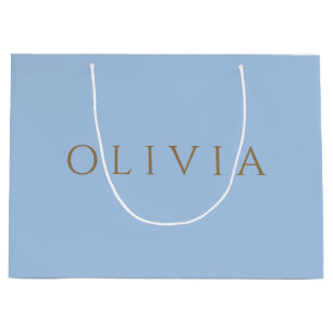Chic pastel blueminimalist monogram grote gif groot cadeauzakje