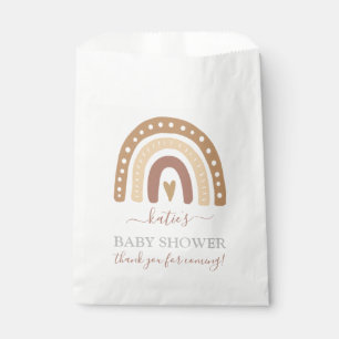 Chic Pastel Brown Rainbow Boho Baby shower Bedankzakje