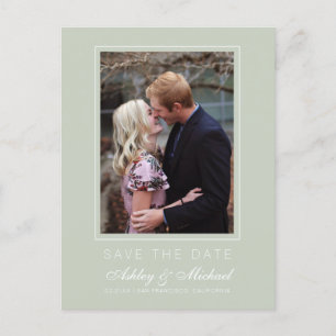 Chic Pastel Green Save the Date Verloving Photo Aankondigingskaart