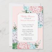 Chic Pastel Hydrangeas Baby shower rose Invitation (Devant)