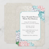Chic Pastel Hydrangeas Faire-part de mariage (Devant / Derrière)