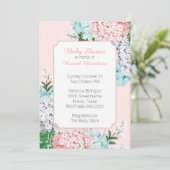 Chic Pastel Hydrangeas Roze Baby shower Uitnodigin Kaart (Staand voorkant)