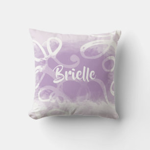 Chic Pastel Lavender Waterverf zwaait met naam Kussen
