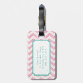 Chic Pastel Roze & Mint Chevron Aangepast monogram Bagagelabel (Achterkant verticaal)