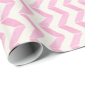 Chic Pastel Roze & Mint Chevron Aangepast monogram Cadeaupapier (Rol Hoek)