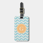 Chic Pastel turquoise Chevron Custom Monogram Bagagelabel (Voorkant verticaal)