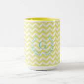 Chic Pastel Yellow Blauwgroen Chevron Custom Monog Mok (Midden)