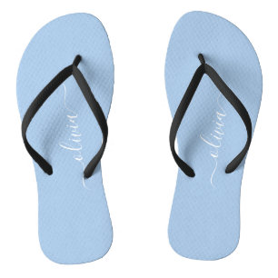 Chic pastelblauw minimalistisch monogram Teenslipp Teenslippers