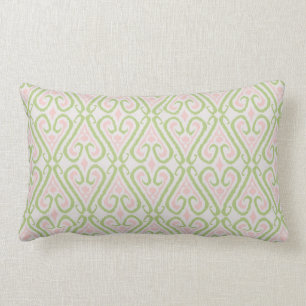 Chic pastelroze en groene ikat damtpatronen kussen