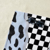 Chic Patchwork Suspicious Black Cat Gingham & Chec Strandlaken (In situ)