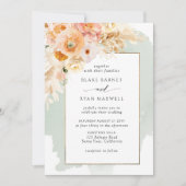 Chic Peach, Blush, Champagne, Sage Floral Wedding Kaart (Voorkant)