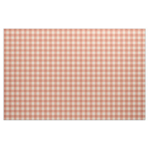 chic peach en white darker gingham patroon stof