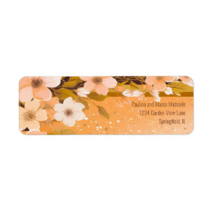 Chic Peach Floral Champagne Vrijgezellenfeest Part Etiket