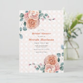 Chic Peach Floral Eucalyptus Picnic Vrijgezellenfe Kaart (Staand voorkant)