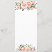 Chic Peach Ivory Pink Floral Menu Mariage (Dos)