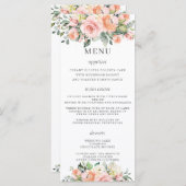Chic Peach Ivory Pink Floral Menu Mariage (Devant / Derrière)