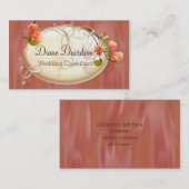 Chic Peach Satin look Floral Visitekaartje (Voorkant / Achterkant)