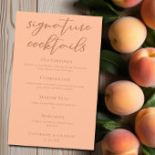 Chic Peach Summer Mariage Signature Cocktails Menu