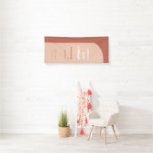Chic Peach Terracotta Arch Welcome to our Wedding Spandoek (Insitu)