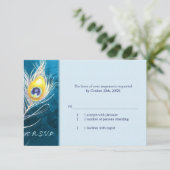 Chic Peacock Feather Blue Wedding RSVP (Debout devant)