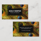 Chic Peacock Feathers Patroon Visitekaartje (Voorkant / Achterkant)