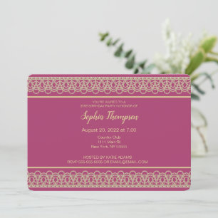 Chic Pearl Border 21st Birthday Party Invitation Kaart