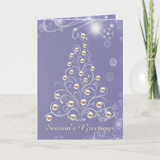 Chic Pearl Christmas Tree Carte de voeux (Devant)