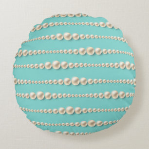 Chic Pearl & Turquoise ronde kussen