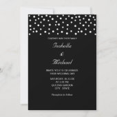 Chic Pearls on Black and White Wedding Invitation Kaart (Voorkant)