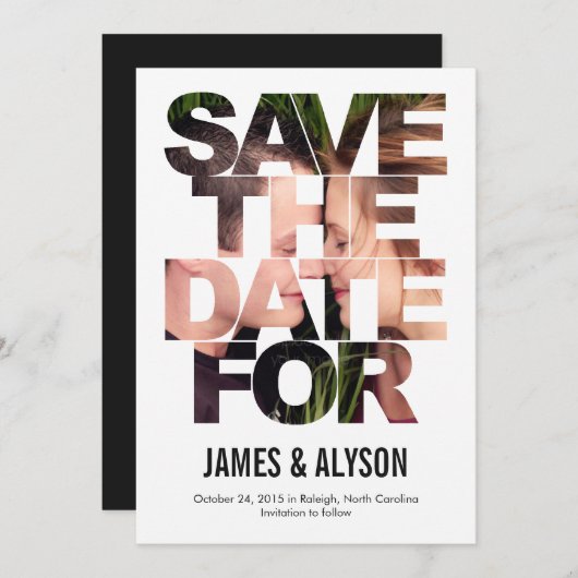 Chic Peek slaat de datumkaart op Save The Date (Voorkant / Achterkant)