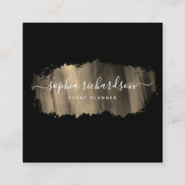 Chic-penseelstreek | Faux Gold op zwart Vierkante Visitekaartje