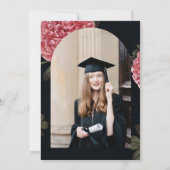 Chic Peony Roos Afstuderen Uitnodiging Sjabloon (Achterkant)