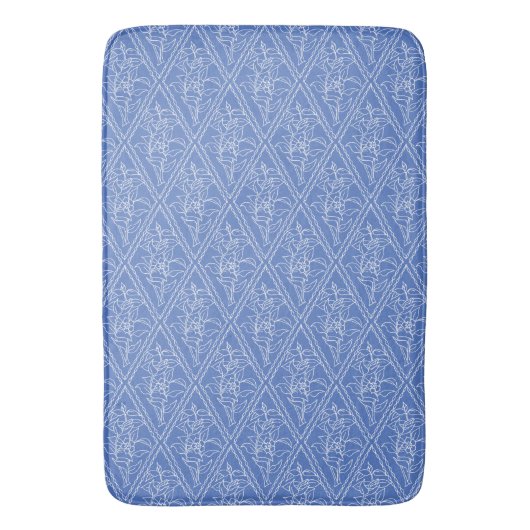 Chic Periwinkle Blue Floral Diamond Pattern Badmat (Voorkant Verticaal)